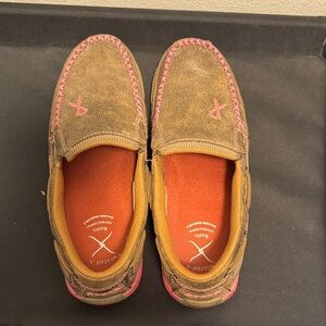 Twisted X Brown and Pink Loafers
